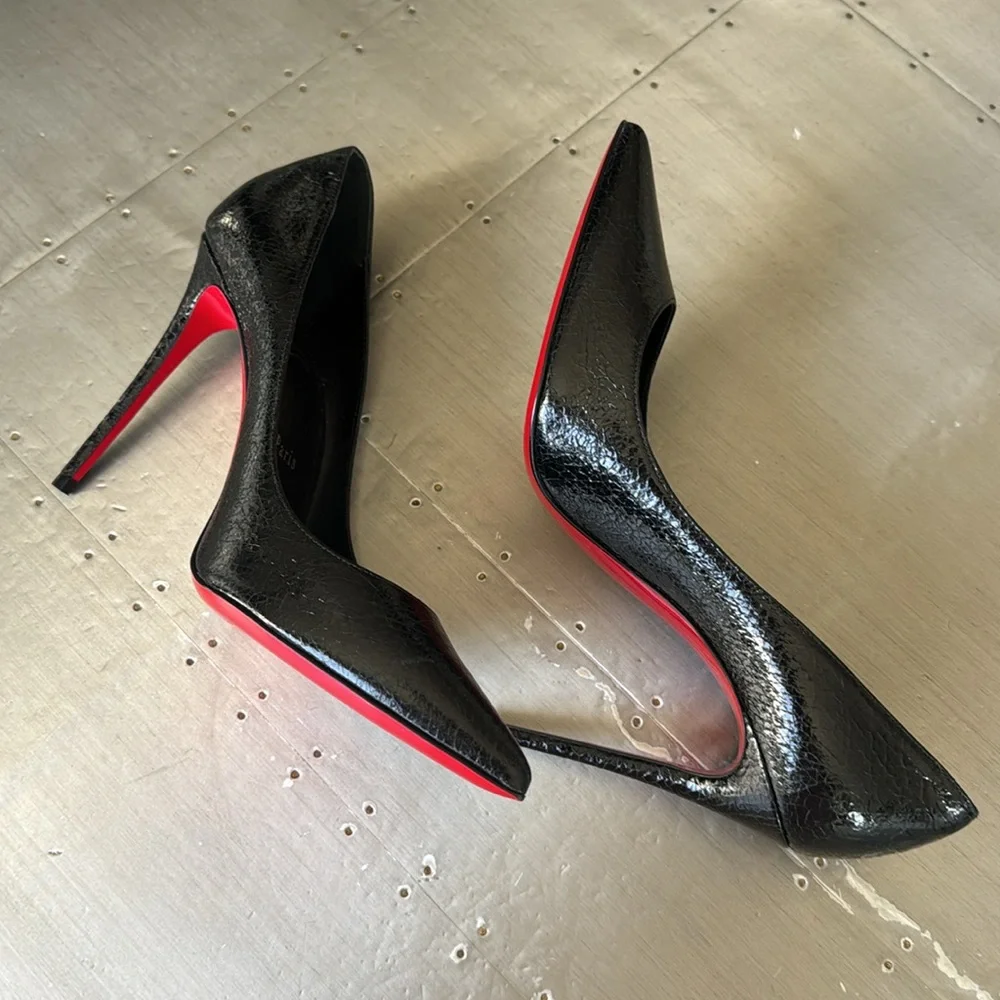 Christian Louboutin Kate 100mm black embossed print stiletto specchio star 39